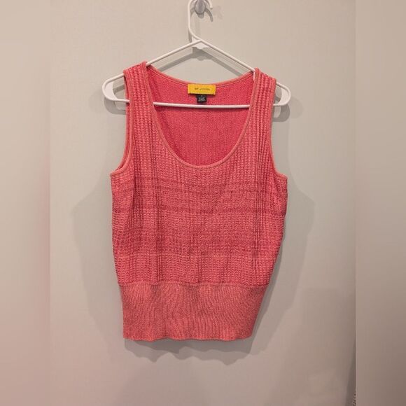 St. John Knits Medium Coral Twin Set Cardigan & Shell Top Luxury Designer Knit - Picture 4 of 7